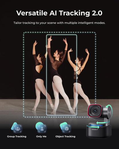 OBSBOT Tiny 3 AI-Powered Spatial Audio 4K Webcam, AI Tracking PTZ Camera with 1/1.28" Sensor, Tri-Mic, Voice & Gesture Control, 120FPS, HDR, Web Cam for PC, Laptop, Streaming, Meeting, Switch 2, etc.