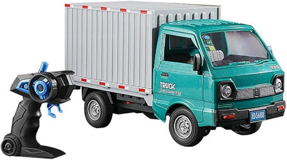 GoolRC Remote Control Car Transporter Truck 1:16 Scale RC Container Transport Truck with Spray and Light 2.4GHz All Terrain RC Cars for Teens and Adults Christmas or Birthday Gift (Green)