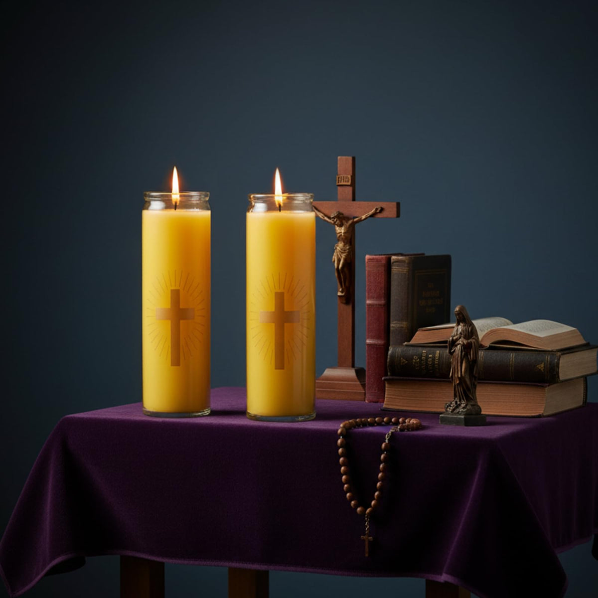 2 Packs Beeswax Catholic Candles, 7 Day Prayer Candles in Glass with 100 Hours Long Burn Time, Honey Fragrance Religious Devotional Candle for Memorials, Vigil, Church