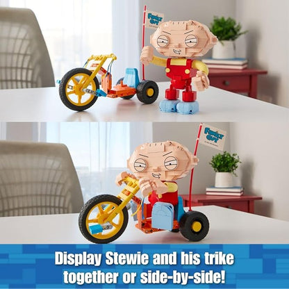 Brickcraft Family Guy Stewie on Trike Building Kit 429 Piece Construction Set Collectible Figure &amp TV Show Memorabilia Gift for FansKids and Adult Builders Ages 8+ for Display on Desk Shelf or