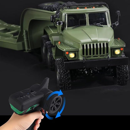 1/16 RC Truck 41.3in 6WD Remote Control Car Transporter Truck 6X6 Car Toy RC Semi Trailer car Army Off-Road w/ 600mAh Battery for 30min Play Christmas Birthday Gift for Adult