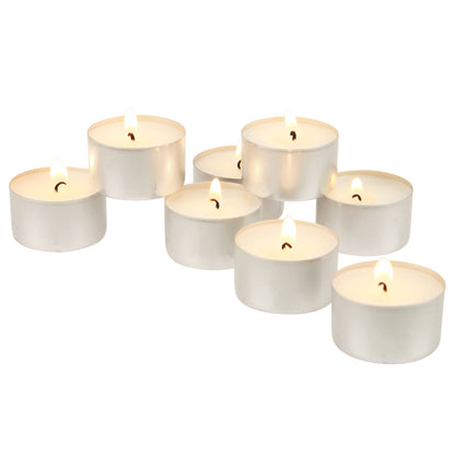 Stonebriar 100 Pack Unscented 8 Hour Extended Burn Time Tea Light Candles, White, 100 Count & SB-SP-3548A Tall 3 x 6 Inch Unscented Ivory Pillar Candle Set, Set of 6, 3x6