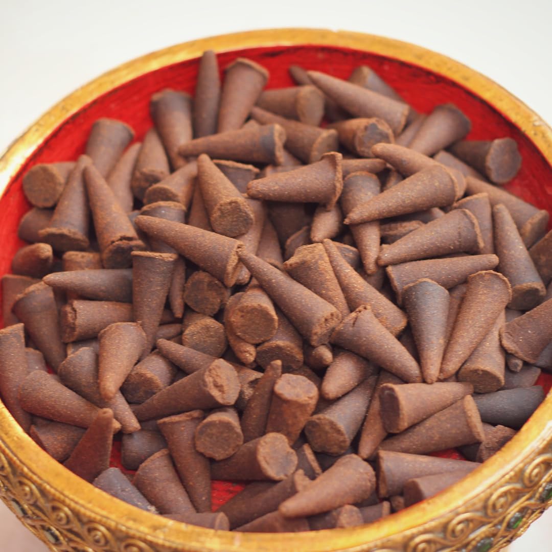 Bless International Cinnamon 100%-Natural-Incense-Cones Handmade-Hand-Dipped Organic-Chemicals-Free for-Purification-Relaxation-Positivity-Yoga-Meditation The-Best-scents (60 Count)