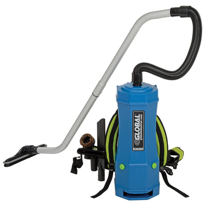 Global Industrial Commercial HEPA Backpack Vacuum with 8-Piece Tool Kit, 1-1/2 Gallon Capacity, 1500 Watt, 120V, 50'L Power Cord, Lightweight & Quiet 63 dB