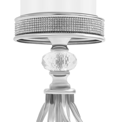 Candle Holder, Crystal Candlesticks Holder Set, Tabletop Pillar Candle Holders for Wedding, Parties, Events, Chirstmas, Home Decor, Table Centerpieces (Silver 01, L)