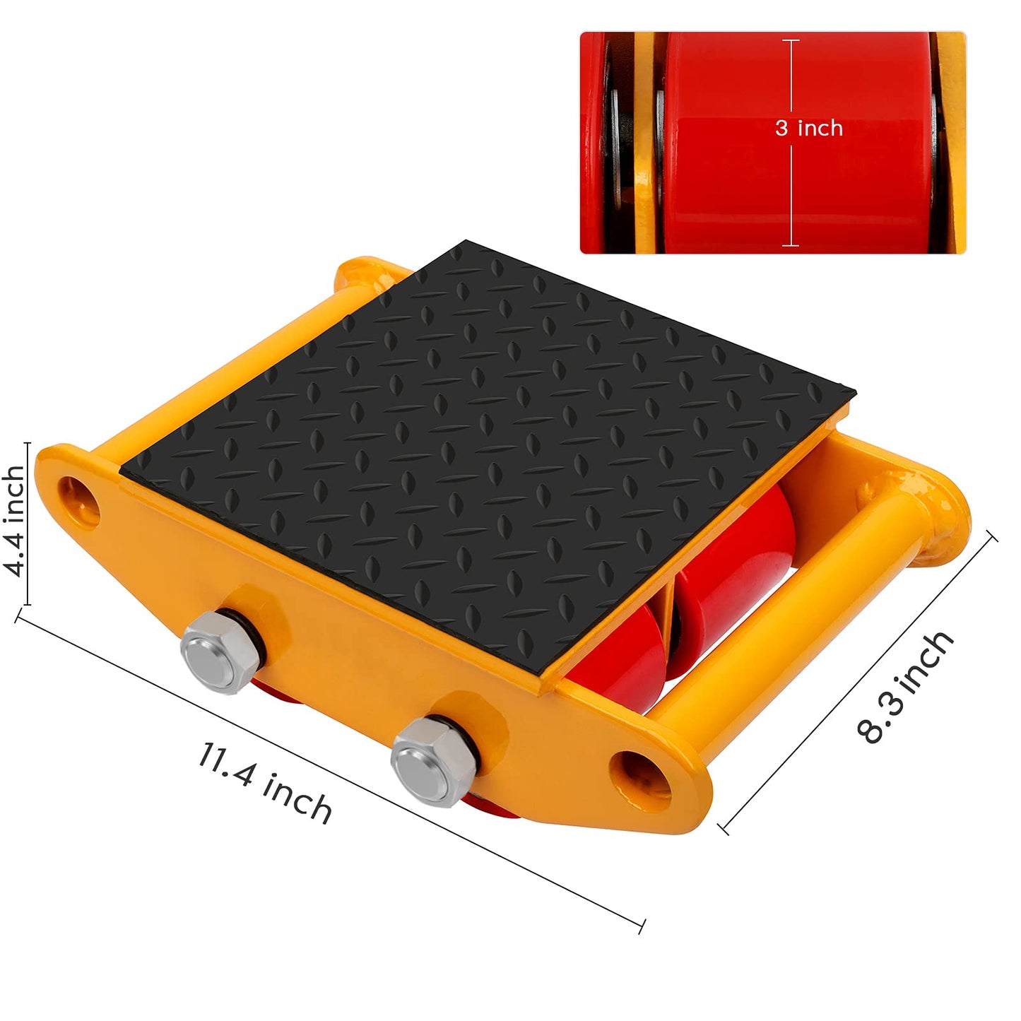 XCFDP Machine Skates, 6T Machinery Skate Dolly, 13200lbs Machinery Moving Skate, Machinery Mover Skate with Non-Slip Belt, Heavy Duty Machine Dolly Skate for Industrial Moving Equipment, Yellow, 1pc