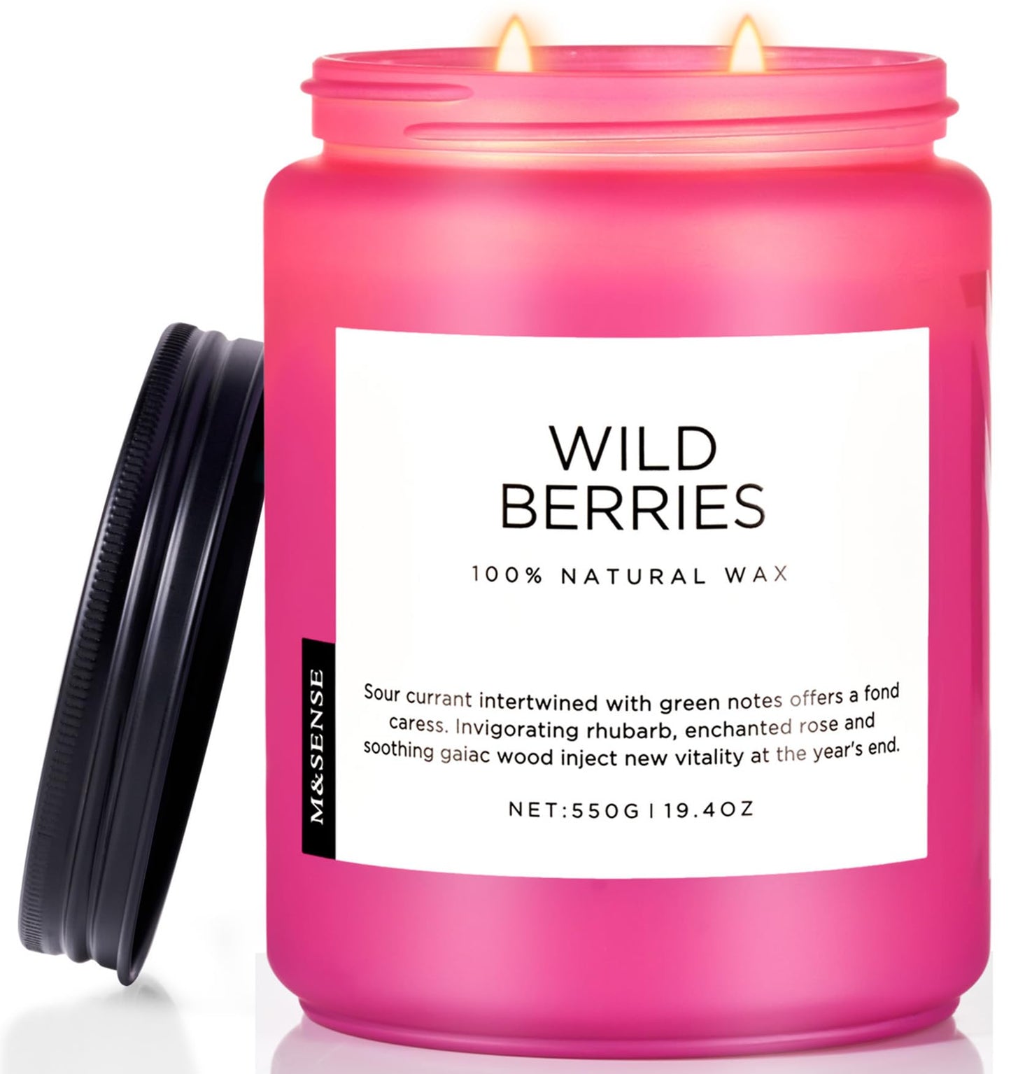 M&SENSE Wild Berries Scented Pink Candles for Home,110 Hour Long Lasting Large Soy NaturalCandles 19.4oz for Mother's Day Holiday Birthday Gifts Home Decor