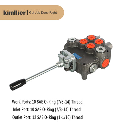 kimllier 2 Spool Hydraulic Valve 21GPM 3625PSI Hydraulic Directional Control Valve w/Joystick SAE Ports Double Acting Valve