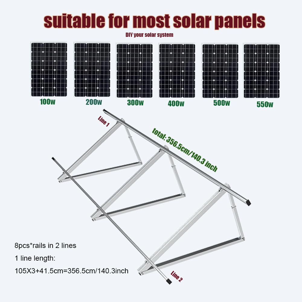 CMYYANGLIN Solar Panel Mounting Brackets Kit System Adjustable 30º~45º Aluminum Alloy Tilt Ground Mounted Bracket Rust Free Sturdy for 1-4pcs Solar Panels