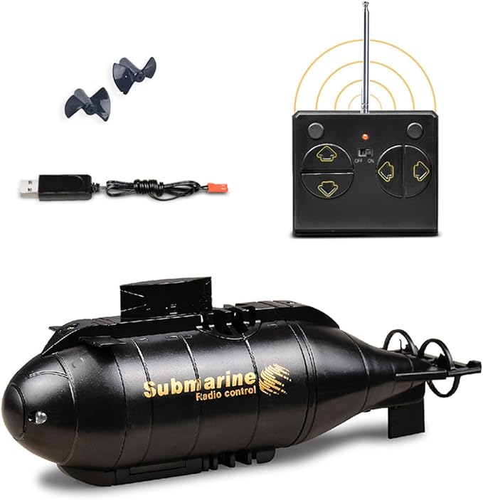 Mini Remote Control Submarine Boat Nuclear Submarine RC Race Boat 6CH High Speed Waterproof Diving in Pools Lake Gift Toy Kids Boys(Black)