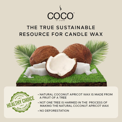 COCO by Stone 6.5oz Candle, Coconut Apricot Wax Candle for Home (Amber), Home Fragrance Product, 1-Wick Candle, Enhances Indoor Aroma, Vegan & Cruelty-Free, Clean Burning, Hand-Poured