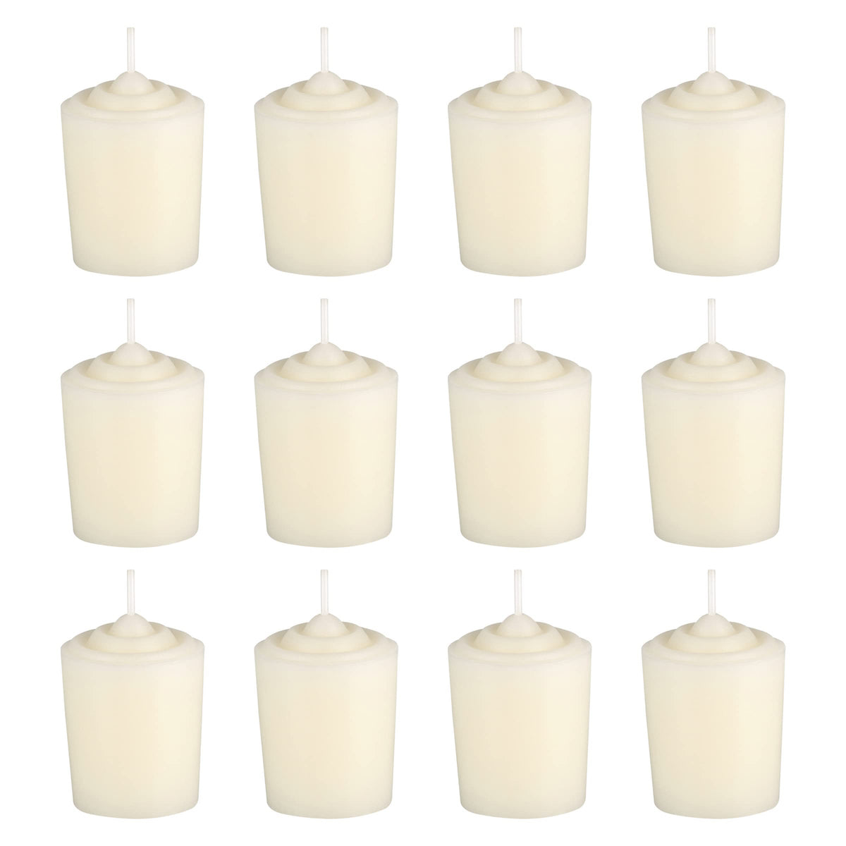 Mega Candles 12 pcs Unscented Ivory Votive Candles, Hand Poured Wax Candle 15 Hours 1.5 Inch x 2.25 Inch, Home Décor, Wedding Receptions, Centerpieces, Occasions, Events, Meditations, Holders