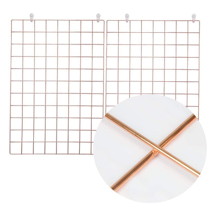 GBYAN Wall Grid 2 Pack Wire Photo Grid Panels Metal Picture Rack Wall Organizer for Memo, Photo Display, 25.6" x17.7 Each Grid Panel