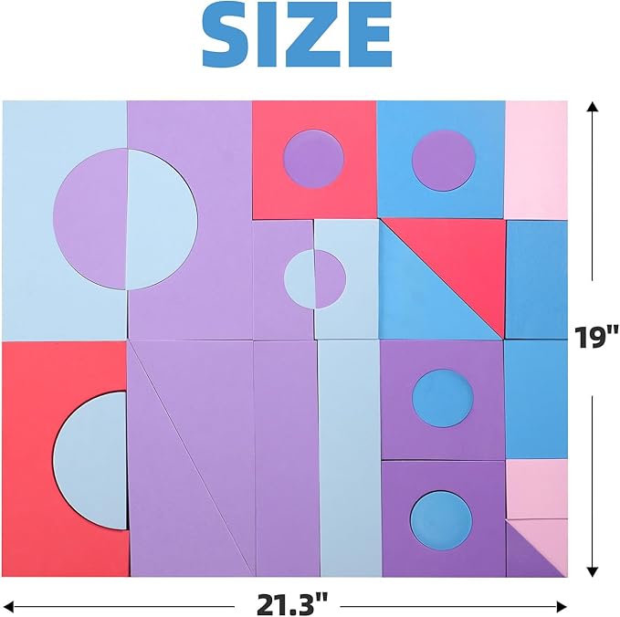 Large Building Foam Blocks for Toddlers EVA Stacking Foam Building Blocks Toy Set Non-Toxic Washable Early Learning Construction Toys &amp Gifts for Kids Boys &amp Girls (Pink Pieces 30)