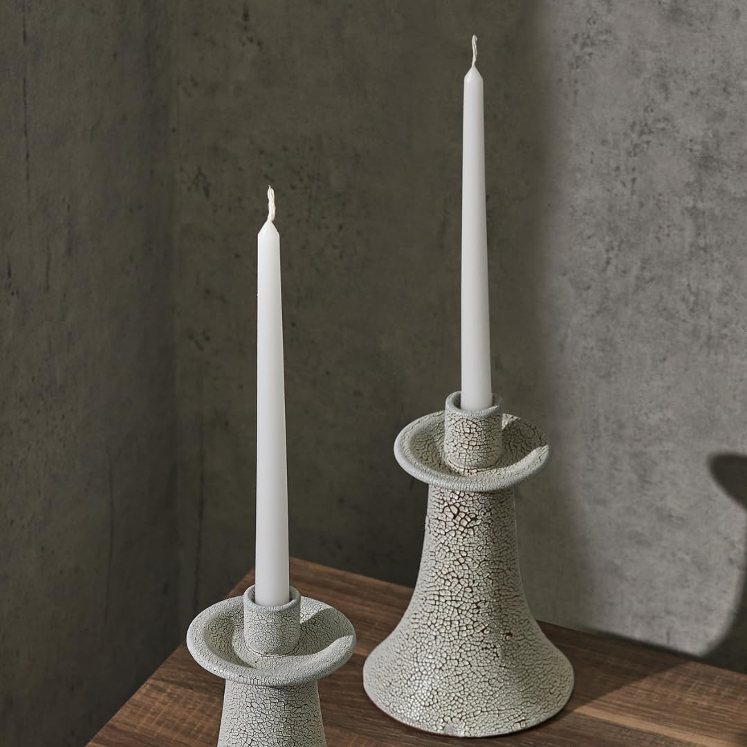 Becky Home 8 Pack White Taper Candles - Taper Candles 10 Inch Dripless, Smokeless & Unscented - 8 Hours Long Burning - Ideal for Weddings, Dinner Parties, and Home Decor
