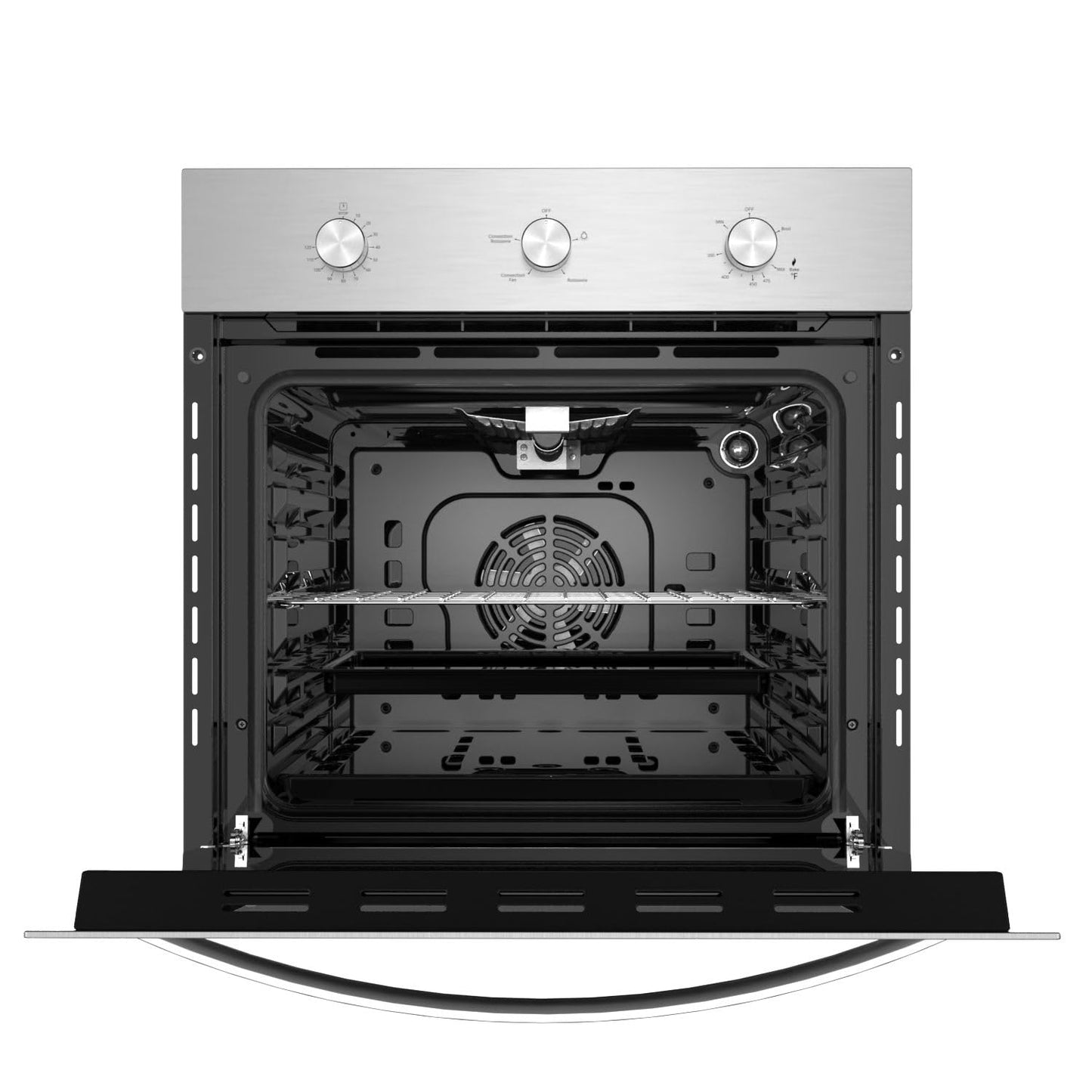 Empava 24 Inch Single Gas Wall Oven for NG - Convection Built-in Oven with 360° Rotisserie, 2.3 Cu. Ft. Capacity, 18-Gauge Stainless Steel, and Mechanical Timer