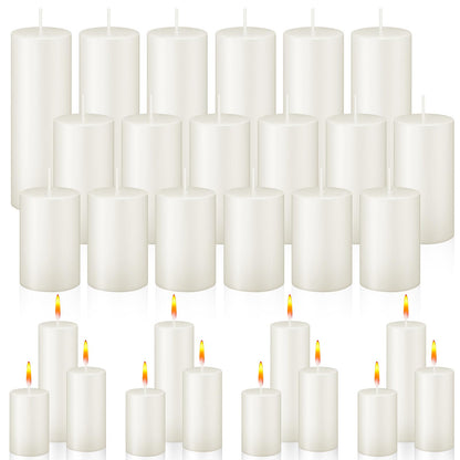 MTLEE 18 Pcs Pillar Candles Long Burning Unscented Candles Bulk for Wedding Church Party Spa Lantern Fireplace Restaurants Home Household Decor(2 x 3 Inch, 2 x 4 Inch, 2 x 6 Inch,Beige)