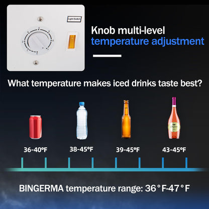 BINGERMA 6.5 Cu.Ft Commercial Beverage Refrigerator Glass Door Upright Drink Cooler Display Fridge with Adjustable Shelves and LED Light for Restaurant Bar Store Office