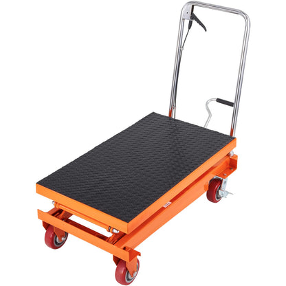 VEVOR TFD35 Hydraulic Lift Table Cart, 770lbs Capacity 59" with 4 Wheels and Non-Slip Pad, for Material Handling and Transportation, Orange