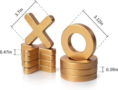 Classic Tic Tac Toe Game Resin Strategy and Fun Games for Kids Tabletop Board Games Party Favours for KidsGolden Tic-Tac-Toe Plastic Board Home DécorGold