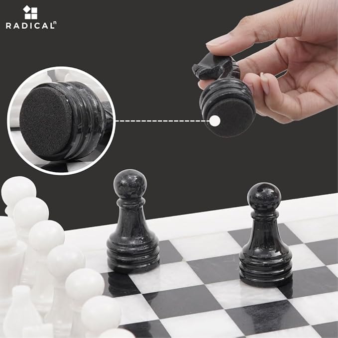 Radicaln Marble Chess Set 15 Inches Handmade White and Black Luxury Board Games for Adults Ideal Marble Chess Board Game Set &amp Chess Pieces for Home Decor