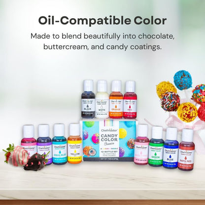Chefmaster Yellow Candy Color | True-Tone Shades | Oil-Based | Professional-Grade Dye | Chocolate, Strawberries, Cake Pops | Decorating | Easy-to-Use | Manufactured in the USA | 0.70 oz