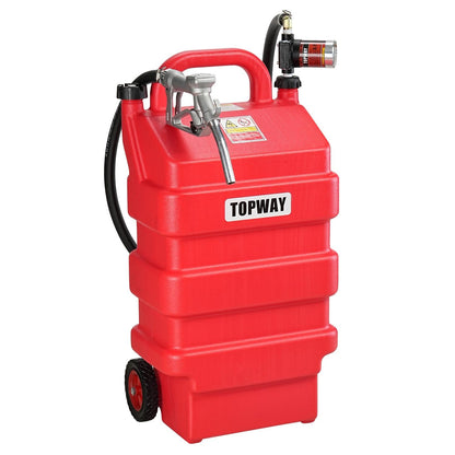 TOPWAY 16 Gallon Portable Fuel Gas Tank Container Caddy with 12V DC Electric Gasoline Diesel Fuel Self-priming Transfer Pump for Cars, Lawn Mowers, ATVs, Boats & More