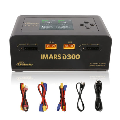Gens Ace IMARS D300 G-Tech Smart Dual Lipo Charger 16A AC 300W DC 700W Lipo Charge（Black）