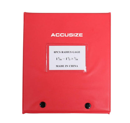 Accusize Industrial Tools 8 Pc Radius Gauge Set 1-1/16'' to 1-1/2'' Gauges without Holder, 3602-5023