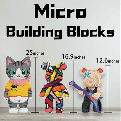 Rainbow Graffiti Teddy Bear Micro Building Blocks Set(16.9inches) Christmas Bear Building Blocks Winktoys Gift for Adult and Kid