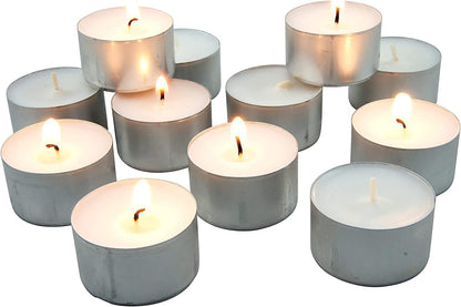 Tealight Candles 100% Pure Wax, Unscented, Long Burning Tealight, 9 Hours Burn time, White Unscented Tea Light Candles (Pack of 50)