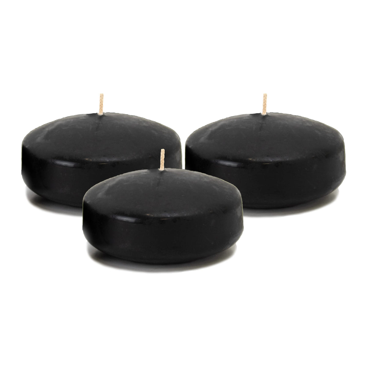 CandleNScent Unscented Floating Candles | 2 Inch - Fits in 2 Inch Vase and Above | Black | Floats On Water | Pack of 3
