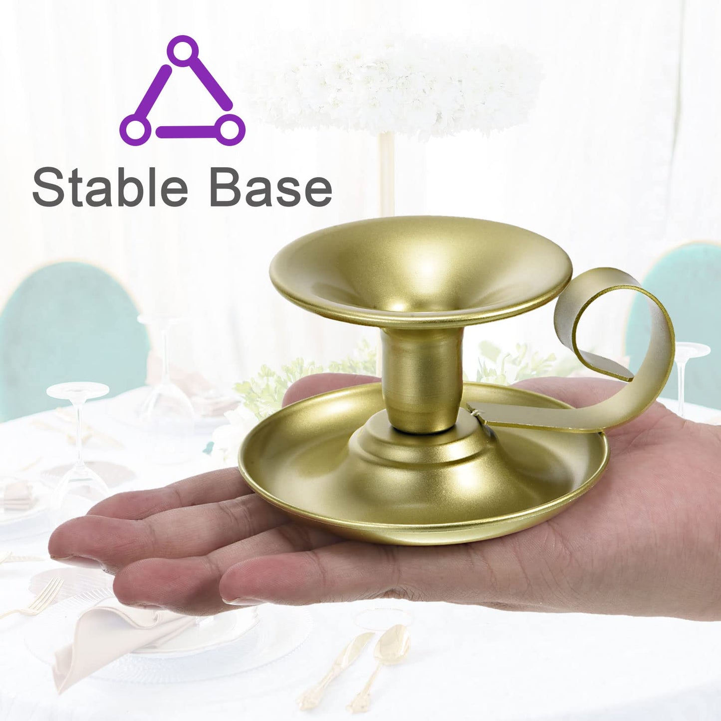 PATIKIL Retro Iron Taper Candle Holder, Set of 2 Gold Simple Candlestick Holder Candle Light Stand for Halloween Table Centerpiece Party Wedding Dinning Decor
