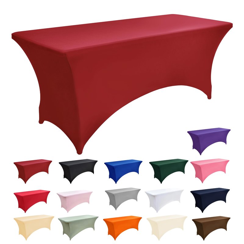 ZarzaaSik 10-Pack 8ft Spandex Table Covers for Rectangle Folding Tables - Washable Elastic Tablecloth - Ultimate Fitted Table Protector for Parties, Trade Shows, Banquet, and Wedding