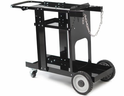 Foxngear Heavy Duty Welding Cart for TIG MIG Welder Plasma Cutter, Large 3-Tier Welder Cart with Gas Bottle Storage, Swivel Caster Wheels, Steel, Black
