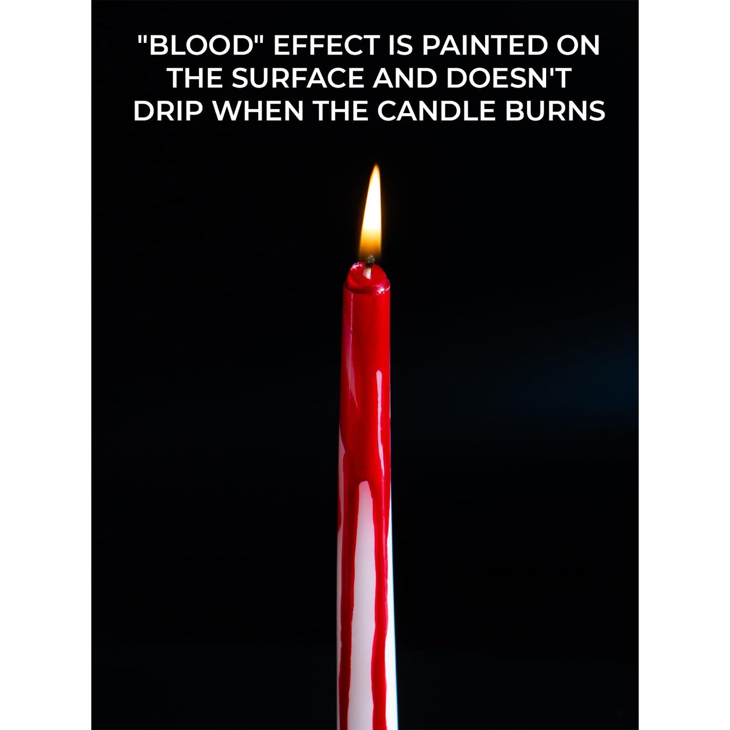 CANDWAX 8 inch Blood White Taper Candles Set of 4 - Smokeless Dripless Scentless Candlesticks - Perfect as Halloween Décor and as Household Dinner Table Centerpiece Candle Sticks