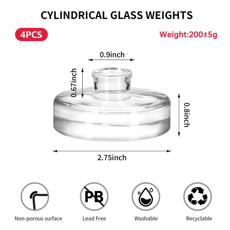 4Pcs Fermentation Glass Weights with Easy Grip Handles, Clear Canning Weights and Pickling Glass Weight for Wide Mouth Mason Jars, Fermenting Kit, Kimchi, Sauerkraut (4)