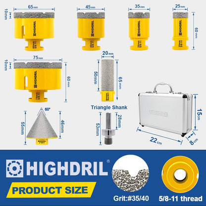 HIGHDRIL 3" 75mm Circular Saw Blade Set 4pcs and HIGHDRIL Diamond Drill Bits Kit with 5/8-11