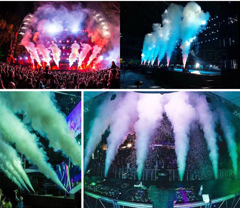 SHEHDS 200W CO2 Jet Machine, Professional Stage Equipment DMX Controller, 15MPa, Smoke 26~32 ft Gas Jet Air Column, Professional LED Stage Smoke Machine for Concerts, Nightclubs, Theaters, Weddings