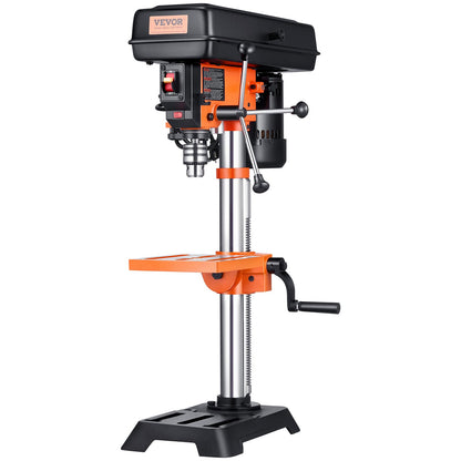 VEVOR Benchtop Drill Press, 3.2 Amp and 5-Speed Adjustable Drill Press with 10 in Swing, Cast Iron Frame, Worktable Tilts 0-45°, Ideal for Drilling Wood & Metal