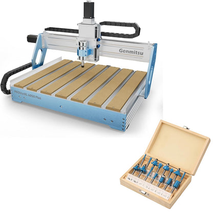 Genmitsu CNC Machine PROVerXL 6050 Plus +15pcs 1/4 Inch Shank Router Bits Set with Carry Storage Case