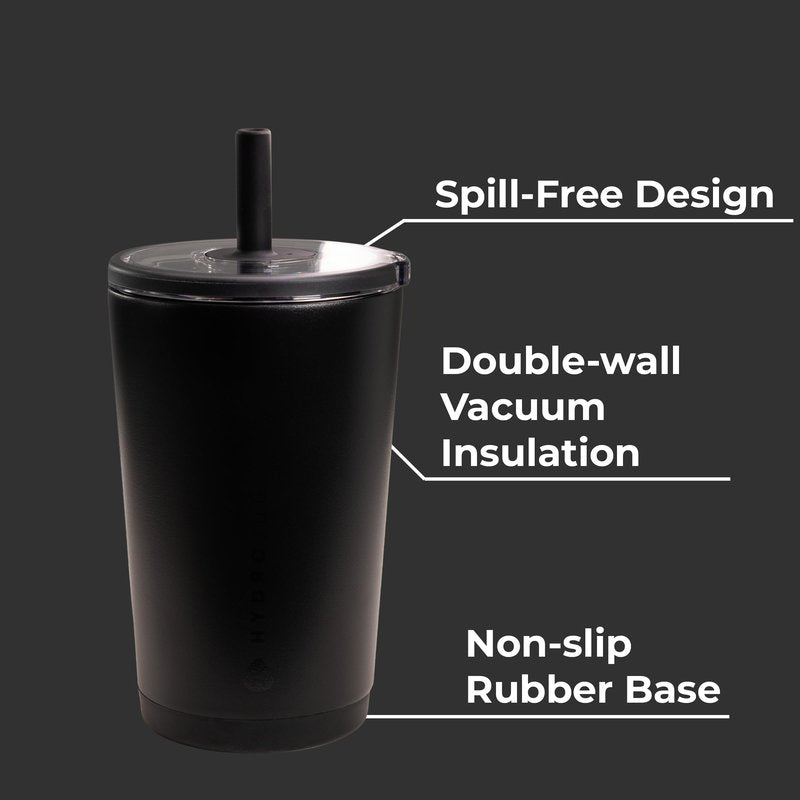HydroJug Everyday Tumbler 14 oz – Ceramic-Lined Insulated Tumbler with Straw and Soft-Touch Lid, Cup Holder Friendly, Double-Wall Vacuum Insulation, Reusable Travel Cup – Cascade