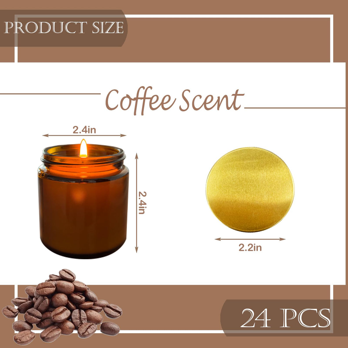 Veiuwa 24 Pcs 4 Oz Mini Soy Candles,Coffee Scented Candles Set,Bulk Aromatherapy Candle,Great Stress Relieving Scented Candle for Girls as a Gift for Birthdays, Weddings and More!