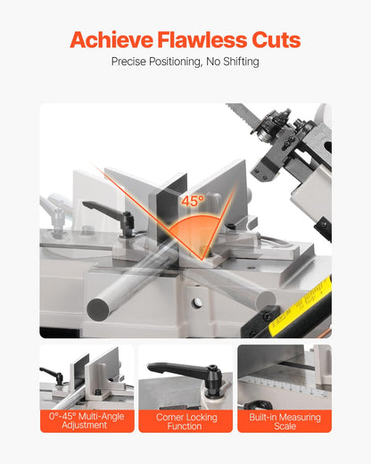 VEVOR Metal Horizontal Band Saw, 7 x 12 in Rectangular Cutting Capacity, 110/220V Vertical Cutting Bandsaw with 1.1 kW Motor, 0-45° Angle Adjustment, Variable Speed, for Metal, Wood, and Plastic