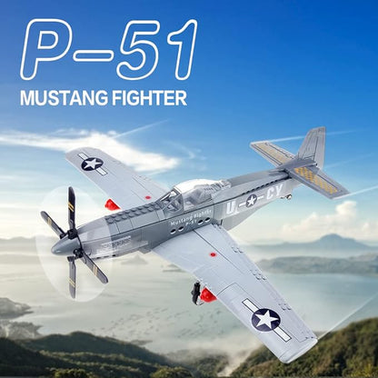 P-51 Mustang Fighter Jets Building Block Set 258 PCS Bomber Airplane Building Toys WW2 Plane Gifts for Adults
