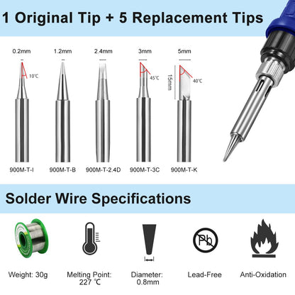 Preciva 992D+ 2-in-1 Soldering & Hot Air Rework Station with LCD, Memory Presets, Sleep, Calibration | Includes Soldering Iron, Hot Air Gun, 5 Tips, 4 Nozzles, IC Tools, Solder Wire | °C/ºF (992D+)