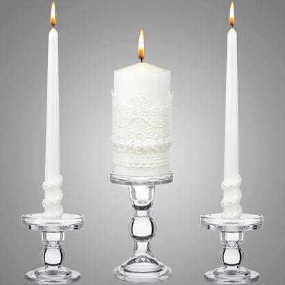 Irenare Unity Candles with Holder for Wedding Ceremony Wedding Decortions Accessories Glass Candle Holder Pillar Candle for Formal Events Church(Classic Style)