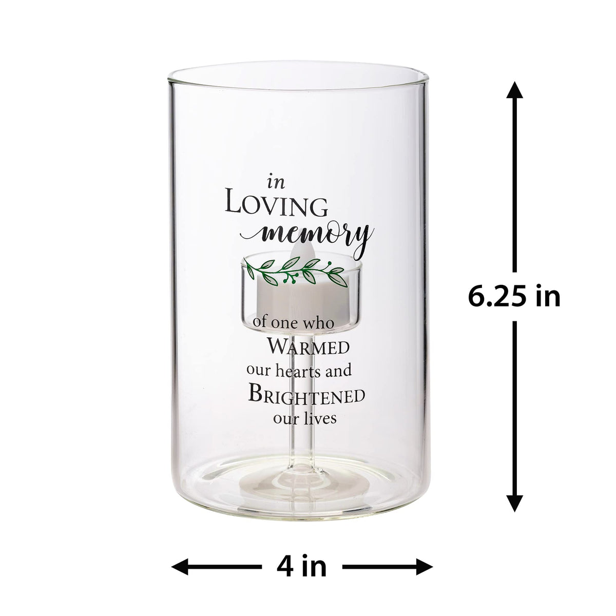 Lillian Rose In Loving Memory Glass Memorial Tea Light Holder