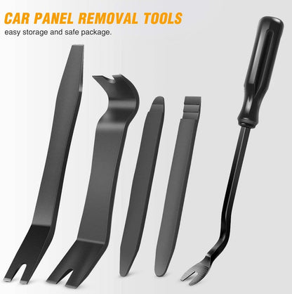 GOOACC 5 PCS Nylon Auto Trim Removal Tool Kit No-Scratch Removal Tool Kit for Car Clip Panel & Audio Dashboard Dismantle Black