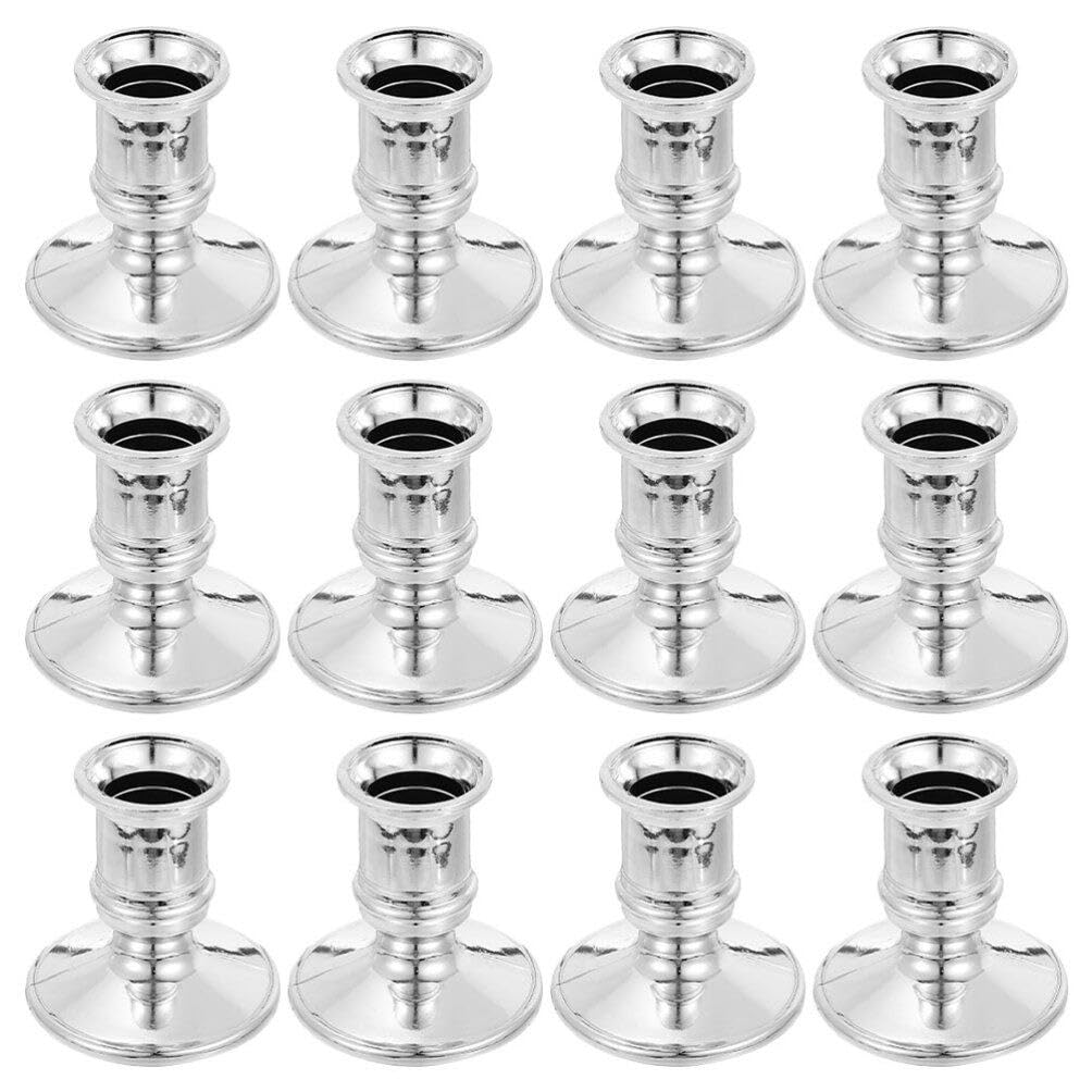 Zerodeko 12 Pack Plastic Decorative Candle Stands Taper Candle Base Holder Set for Tabletop Wedding